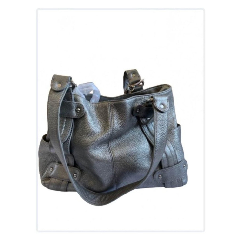 Tignanello Silver Metallic Leather Handbag - Picture 2 of 4